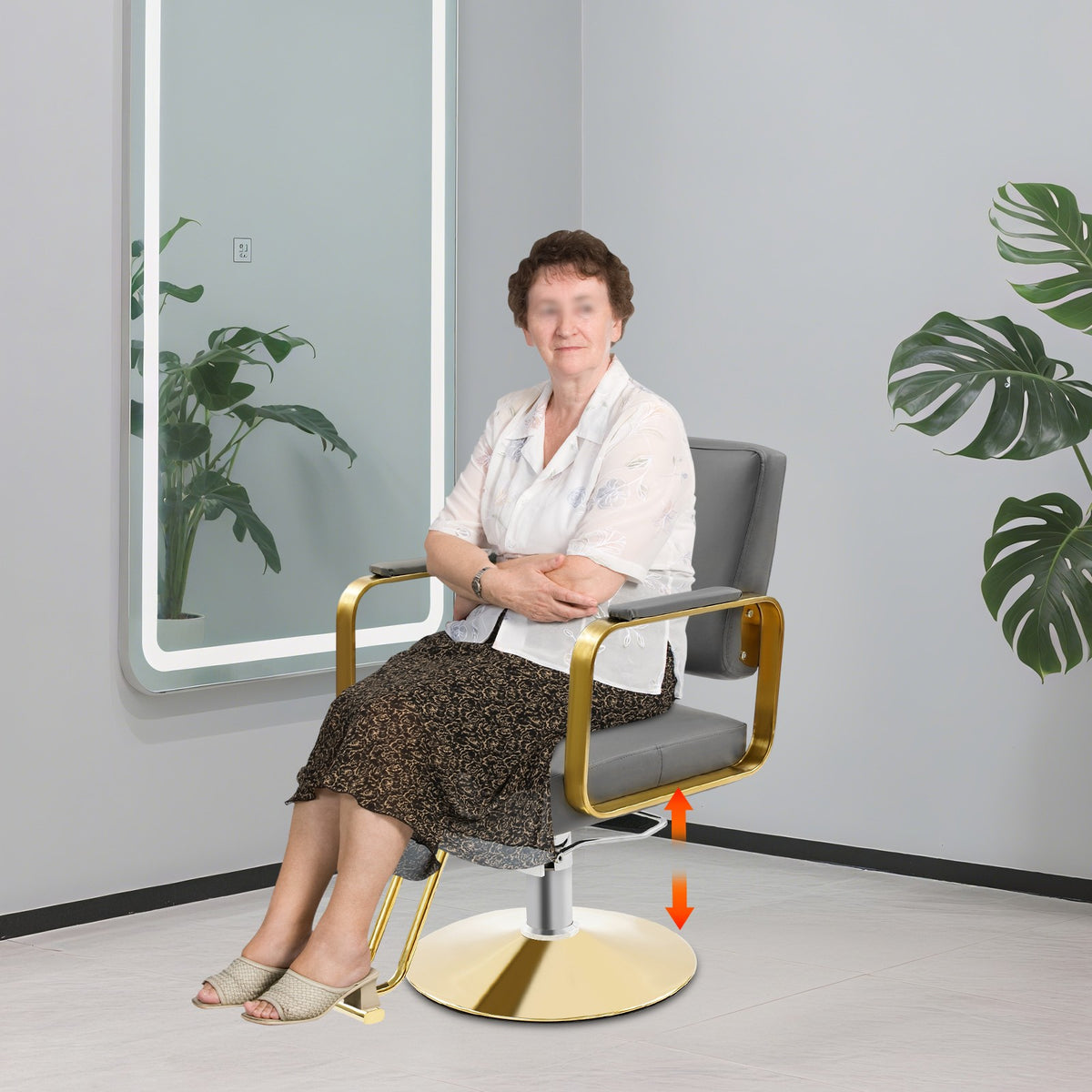 Adjustable Salon Barber Chair with 360° Rotation and Modern Design