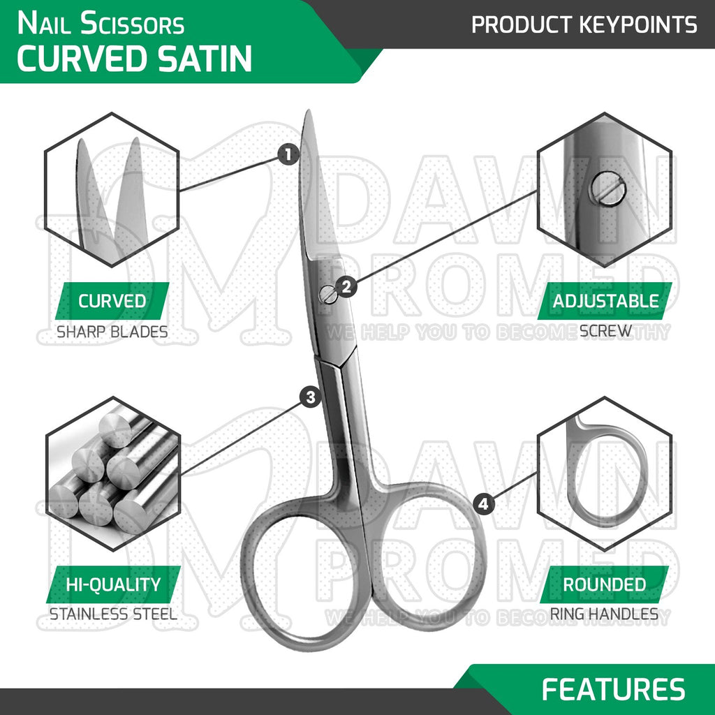 6 Pcs Satin Curved Nail Scissors Set - Manicure & Cuticle Trimmers