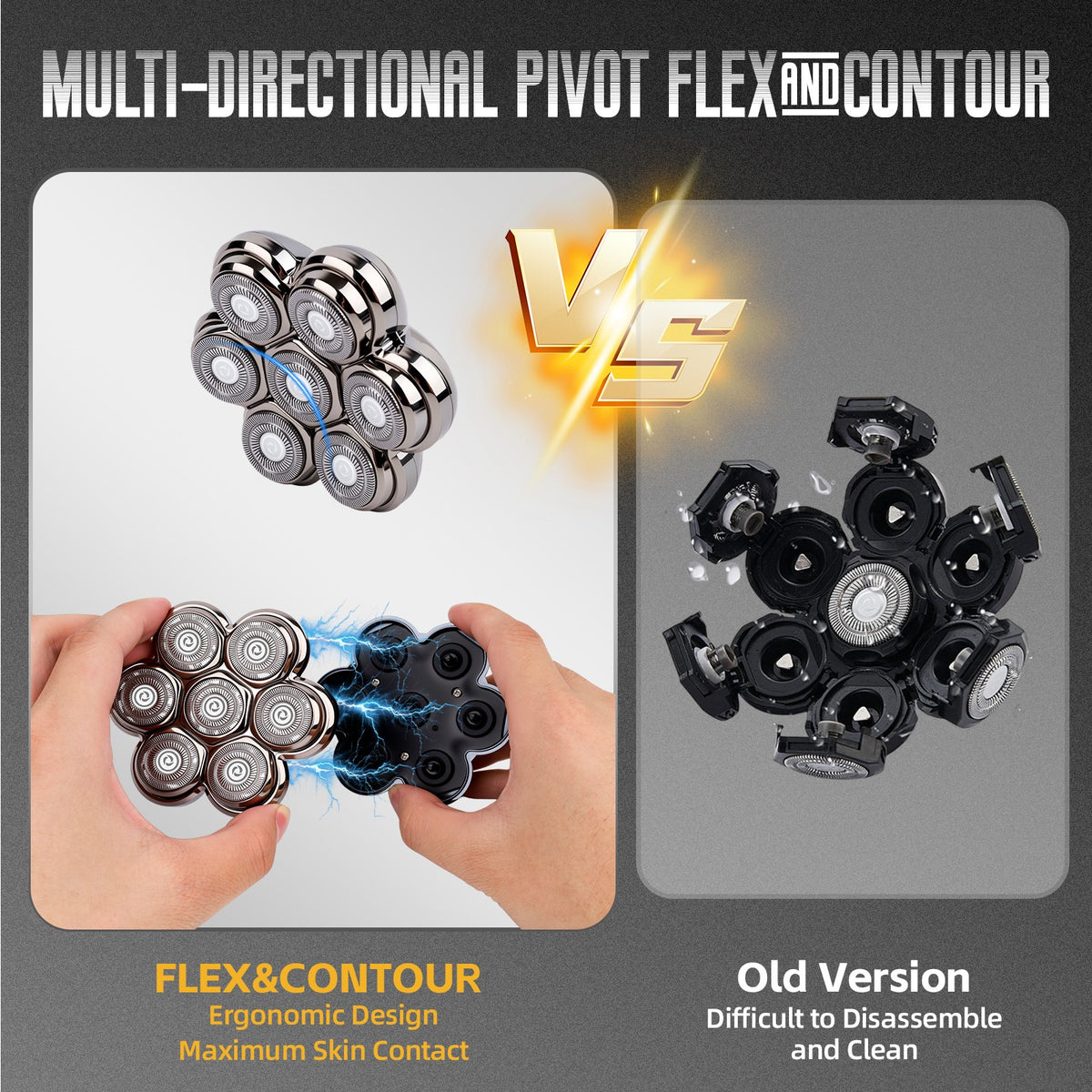 Waterproof Rotary Shaver Replacement Heads 7D Double Ring Razor Blades