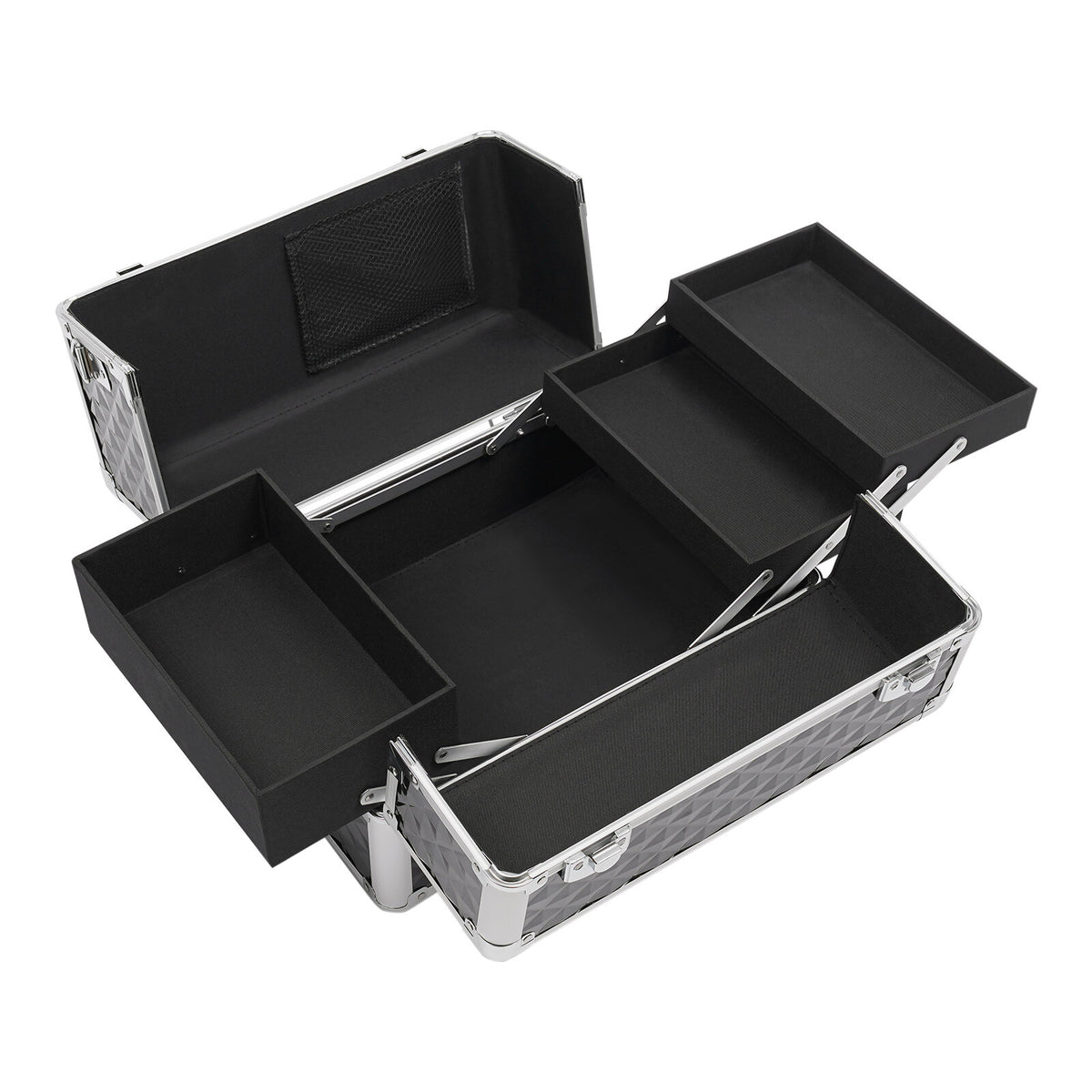 Rolling Makeup Case Travel Cosmetic Storage Trolley with Lock & Wheels