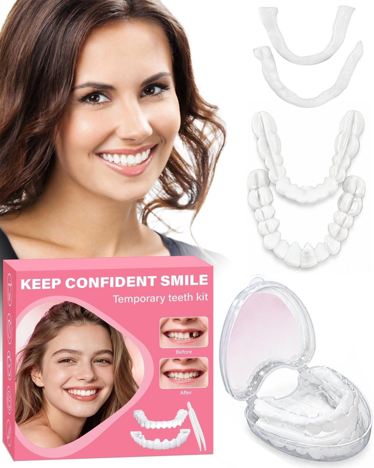 Temporary Veneers Teeth for Women & Men Natural Shade - Cosmetic Smile Enhancer