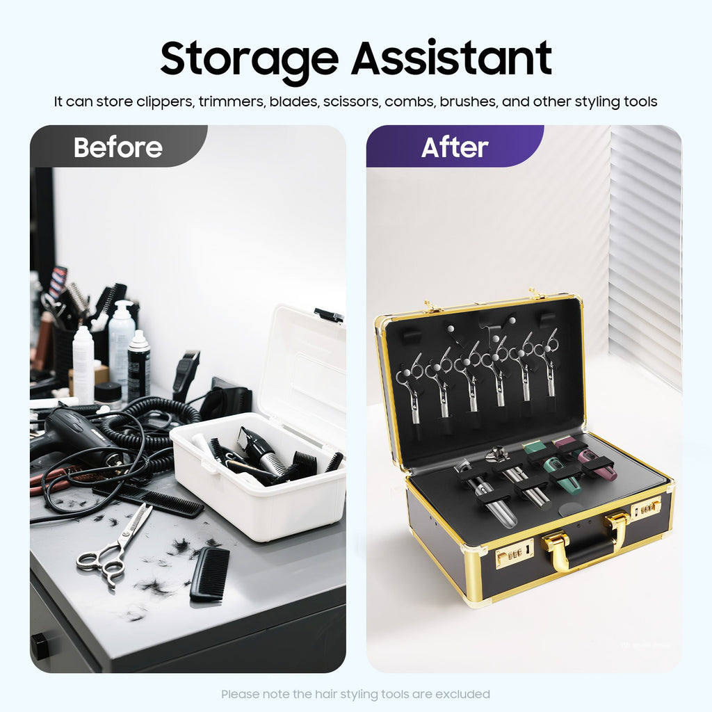 Hairdresser Tool Storage Case with Password Lock - Portable Barber Organizer