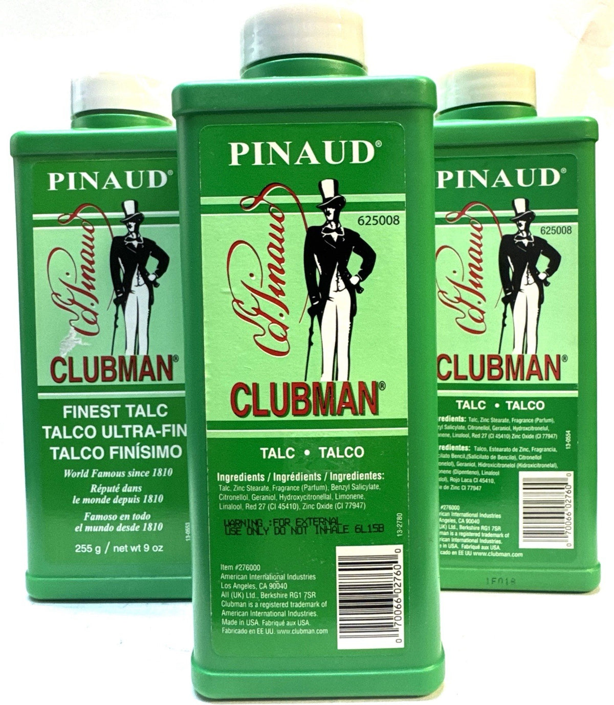 3 Pack Clubman Finest Talc Powder 10.8oz - Sealed, Scuffed Exterior