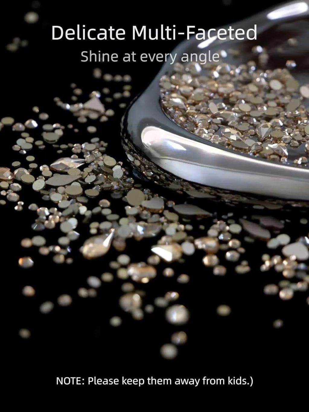 6080Pcs Gold Nail Art Rhinestones Kit with 20 Shapes and Tweezers