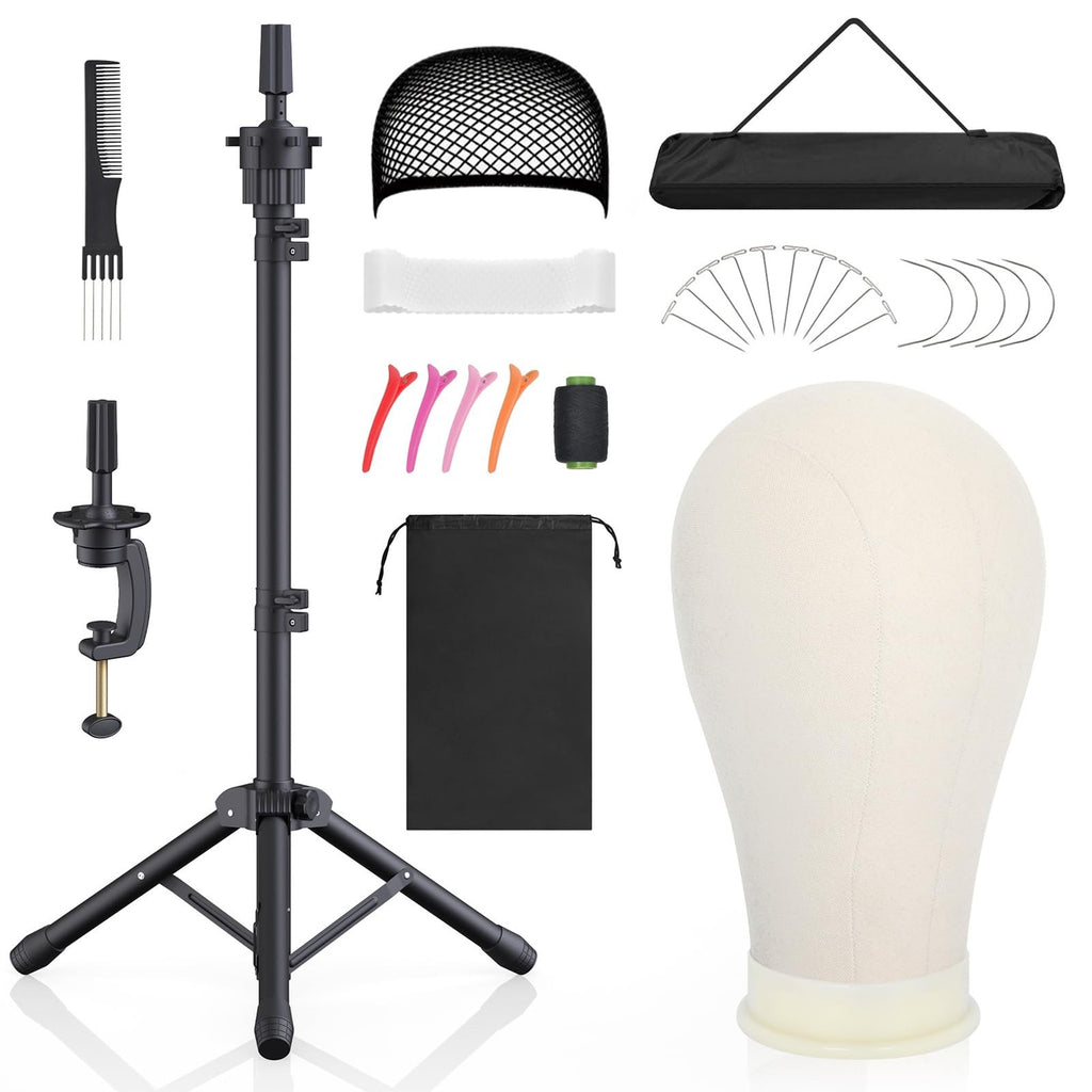Adjustable Wig Stand with Mannequin Head for Styling & Display