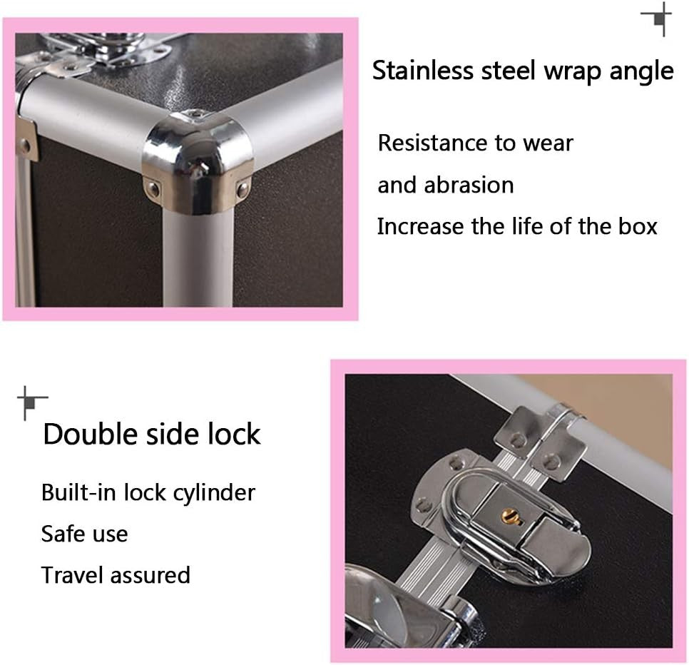 Professional Rolling Makeup Case with Metal Travel Luggage Storage