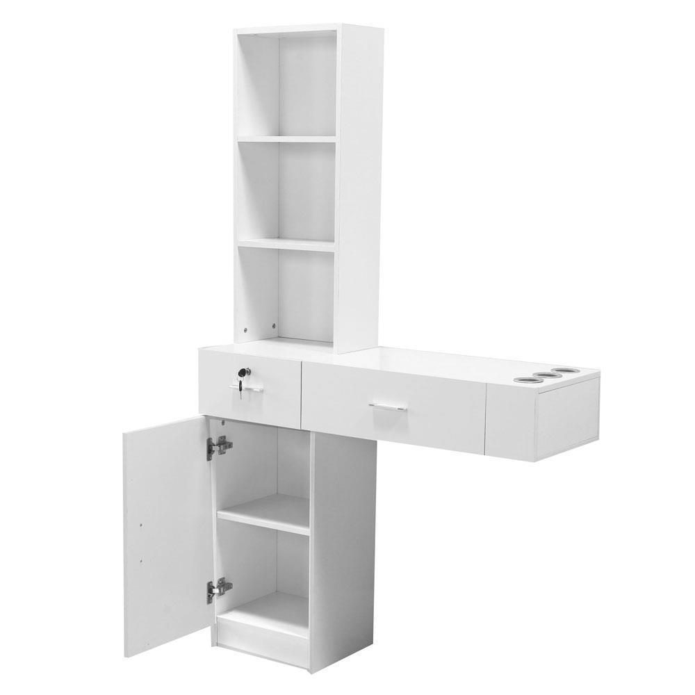 Wall Mount Hair Styling Station Salon Cabinet with Lockable Drawers