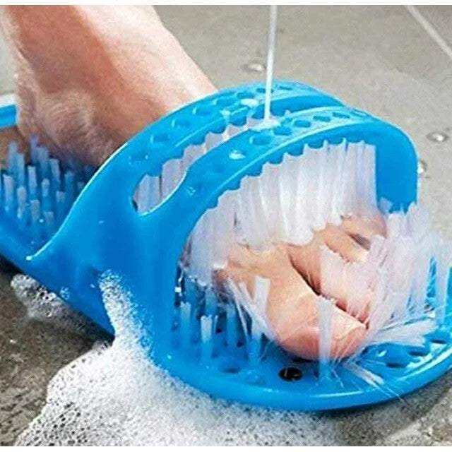 Foot Shower Scrubber with Pumice Stone and Non-slip Base - Exfoliating Bath Brush