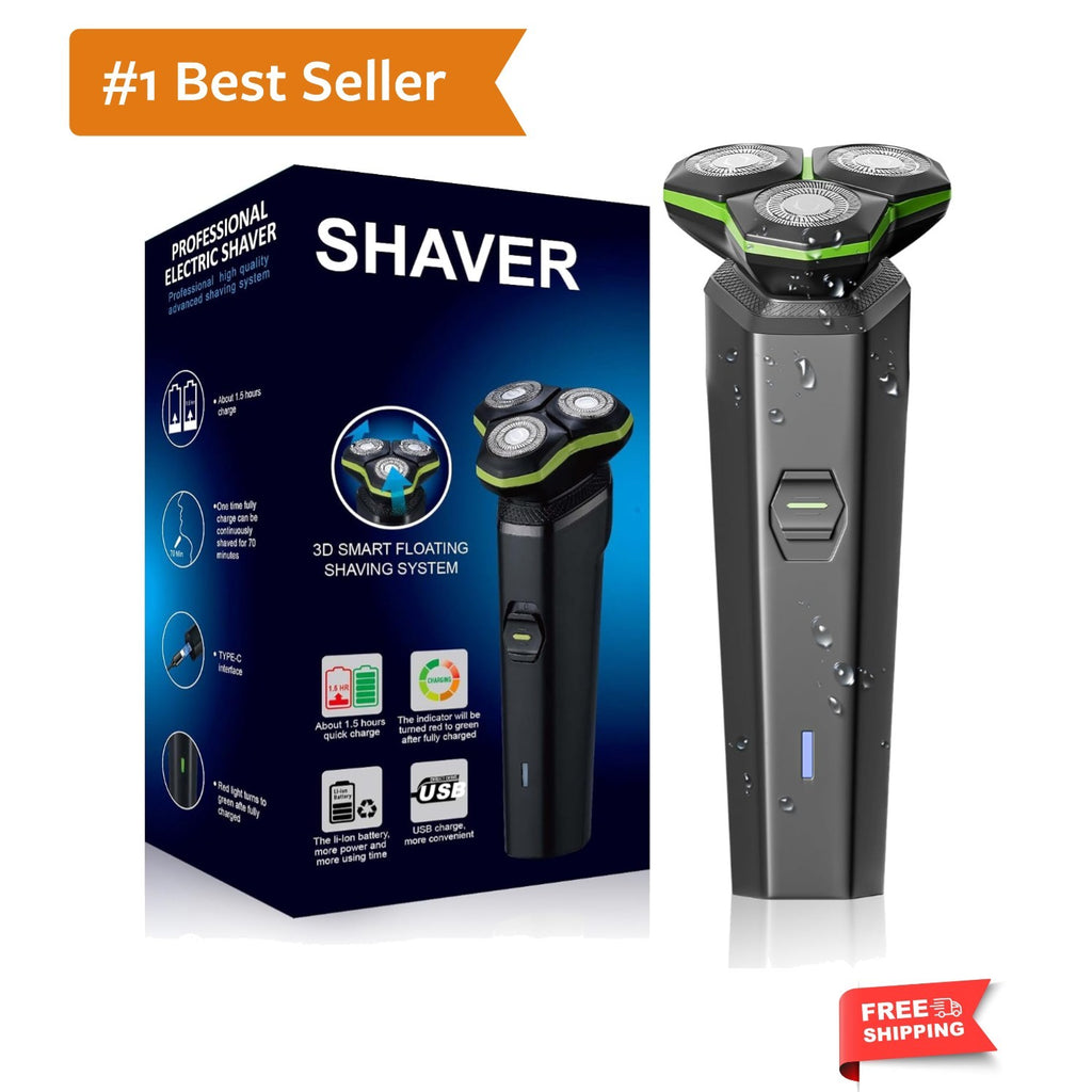 Men's Electric Shaver with 3D Floating Head, Detachable Magnetic Blade, Type-C Charging