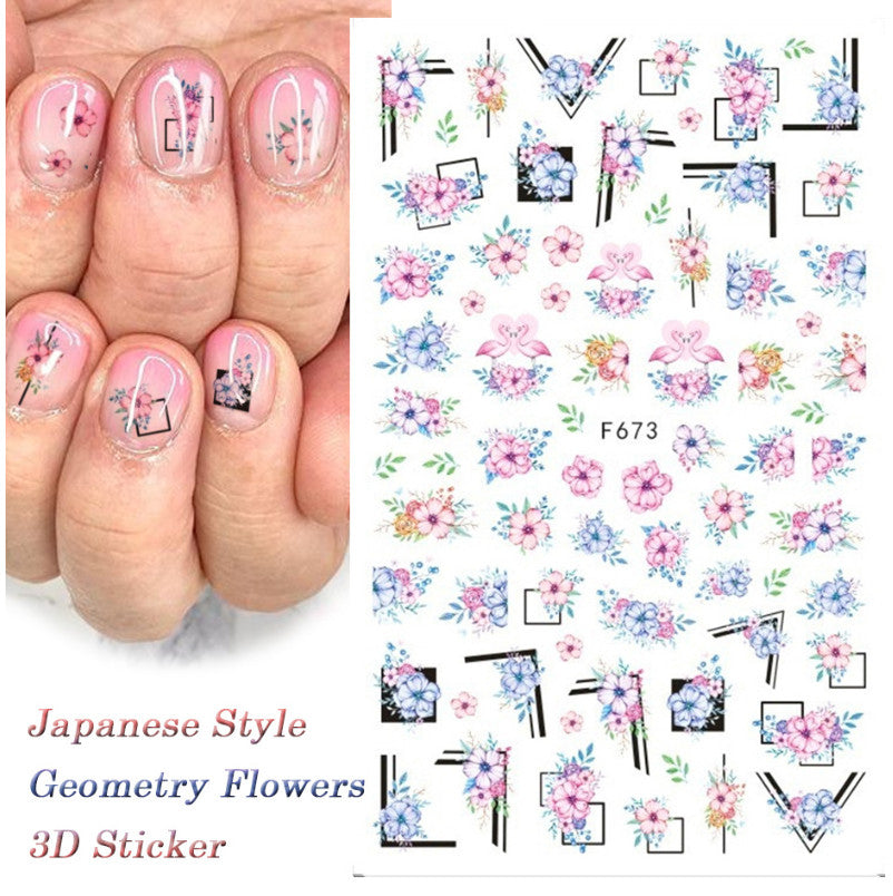 3D Nail Stickers Decals Butterfly Rose Flower Cheetah Print for Nail Art