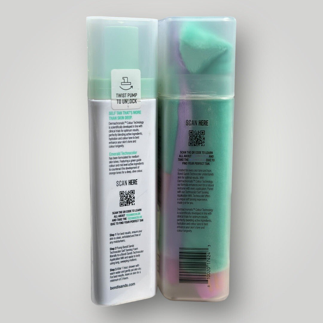 Bondi Sands Technocolor Emerald Self Tan Foam - 1 Hour Express, 6.76 Oz + Mitt