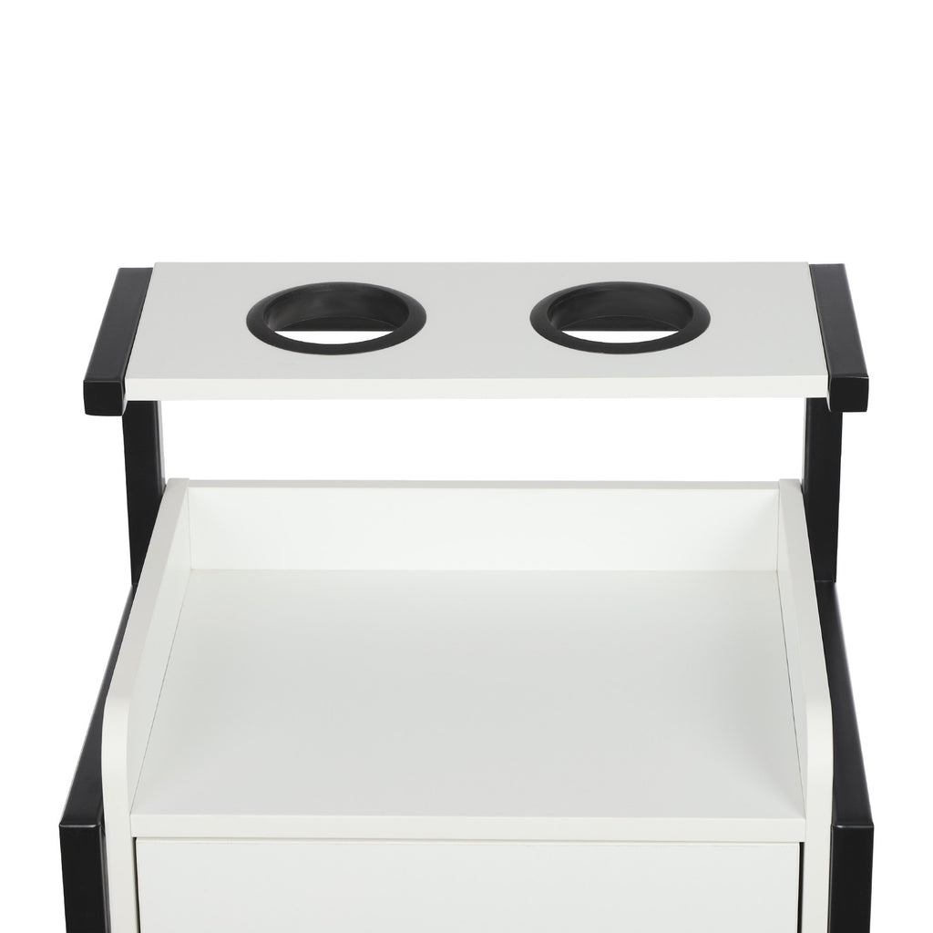2-Drawer Wall-Mounted Salon Storage Cabinet 40x30x48cm Black & White