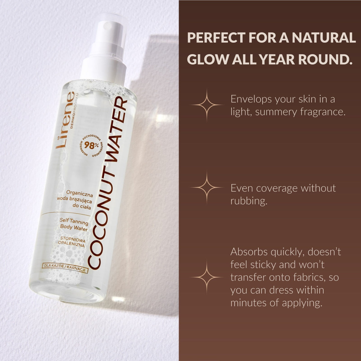 Self Tan Spray with Coconut Water - Buildable Gradual Bronze Mist