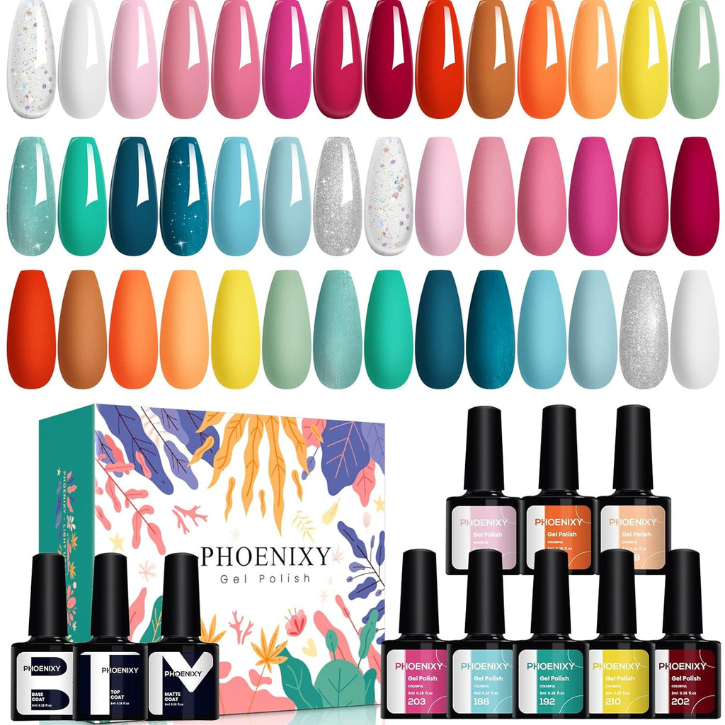 Professional Gel Nail Polish Kit 24 Colors UV/LED Long Lasting Manicure Set