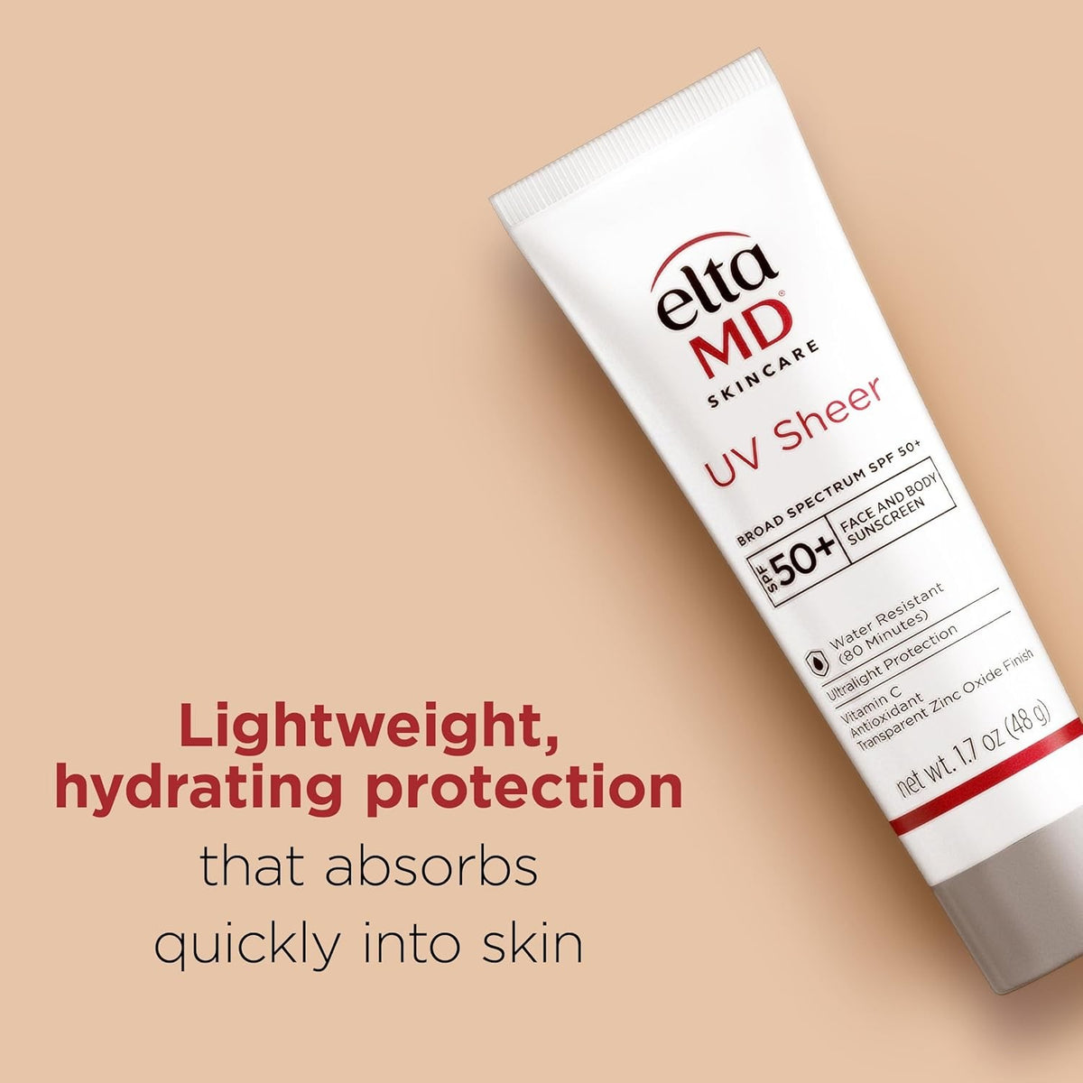 EltaMD UV Sheer SPF 50+ Sunscreen 50ml Hydrating, Water-Resistant Sun Protection