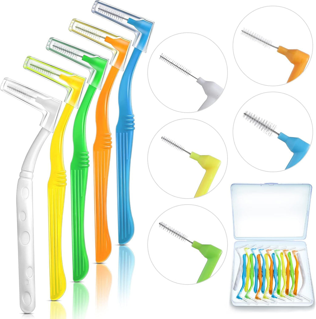 Interdental Brushes Set with 5 Sizes - 20 Soft Nylon Tooth Picks for Dental Care
