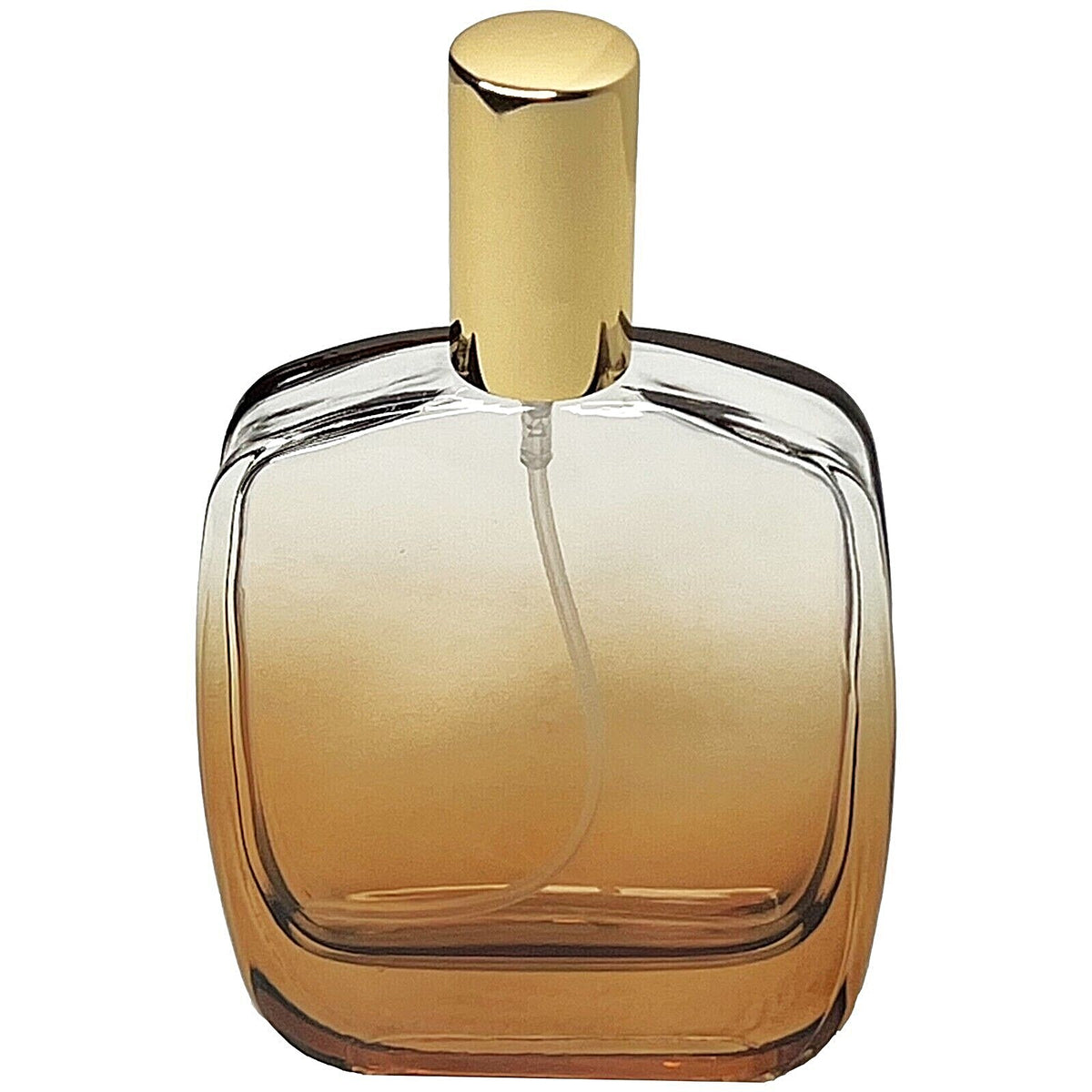 Refillable 50ml Amber Gradient Glass Perfume Spray Bottles with Gold Aluminum Pumps