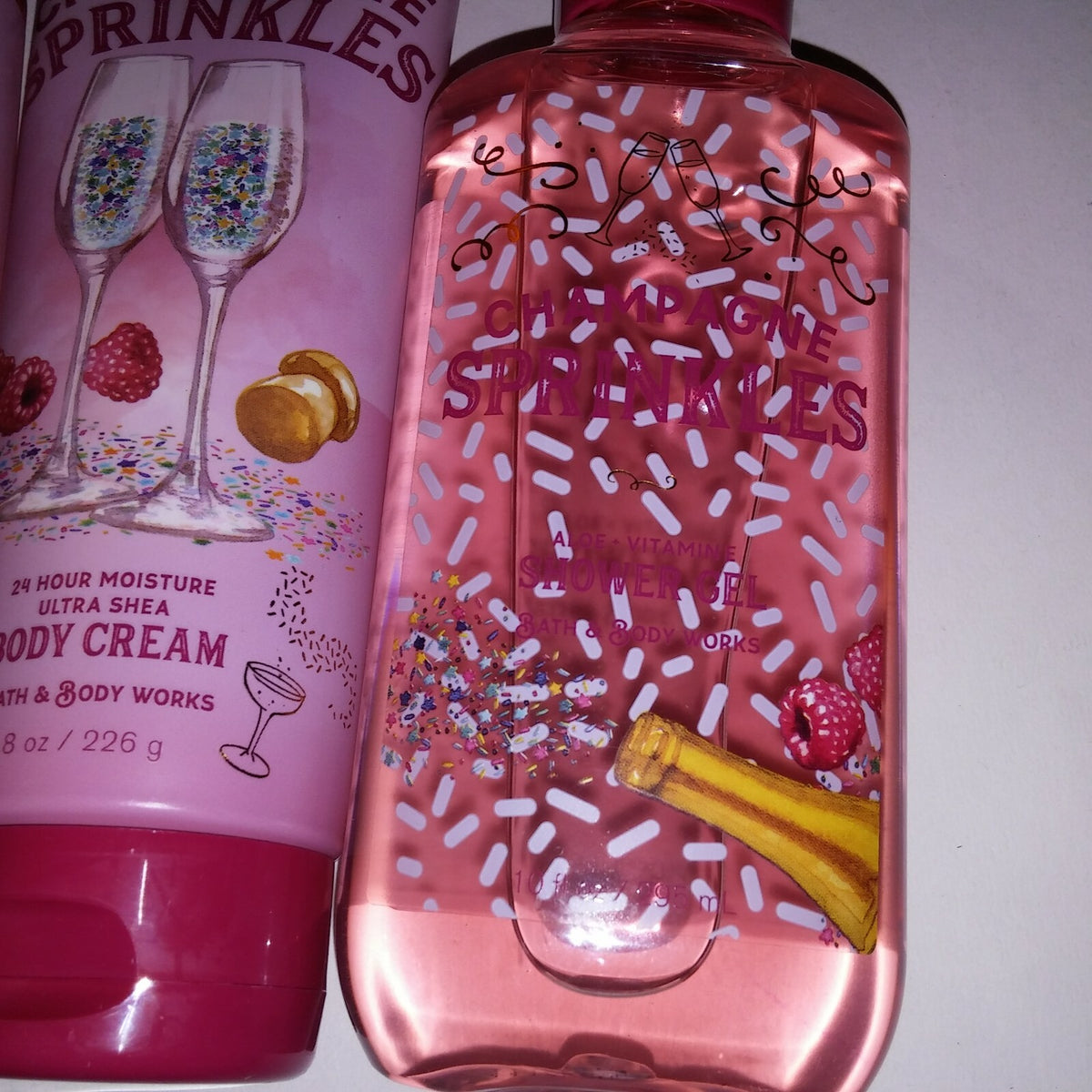 Set of 3 Bath & Body Works Body Cream Lotion Shower Gel & Spray Champagne Sprinkles