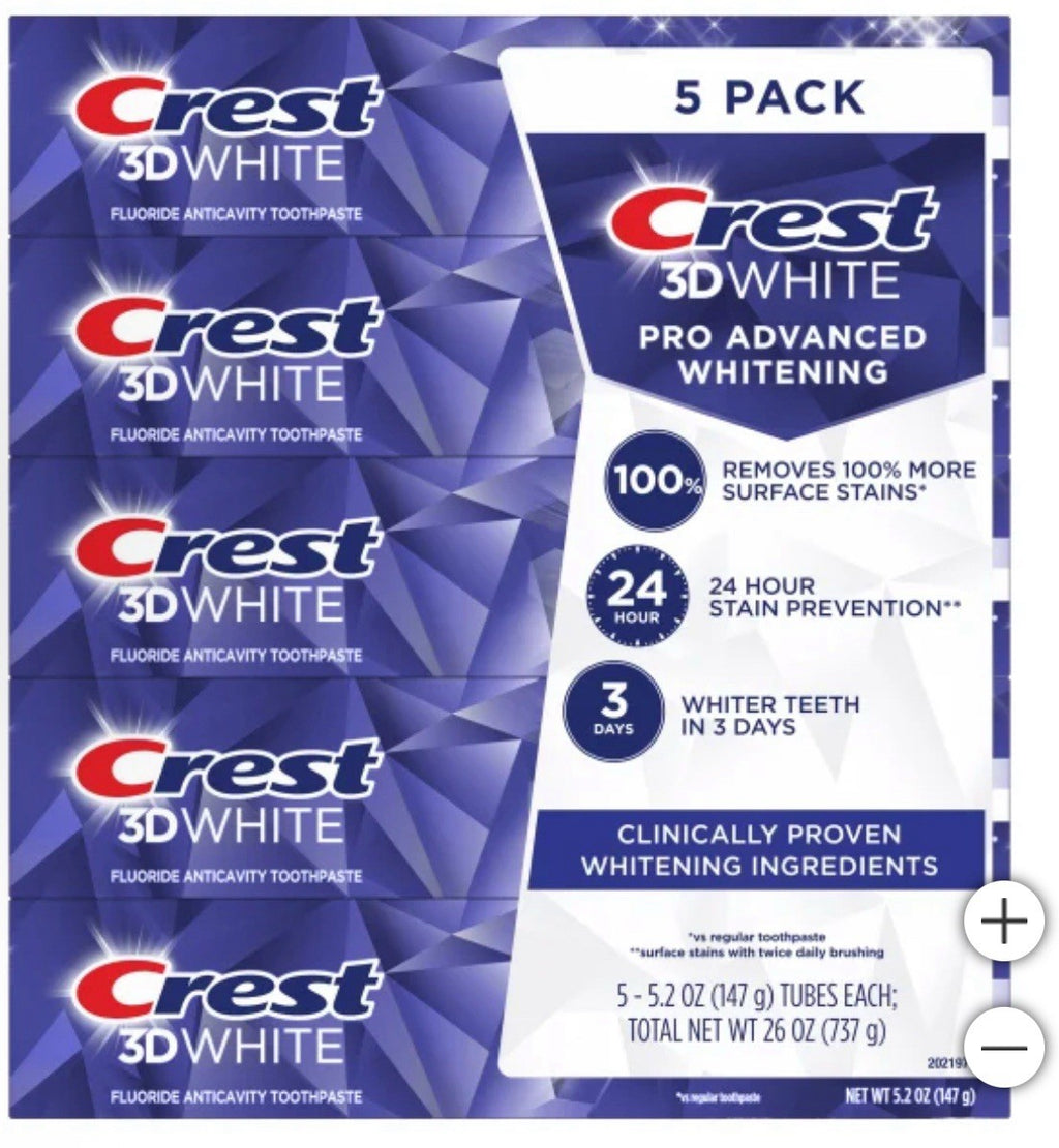 Whitening Toothpaste Pack of 5 - Crest 3D White Advanced Brightening