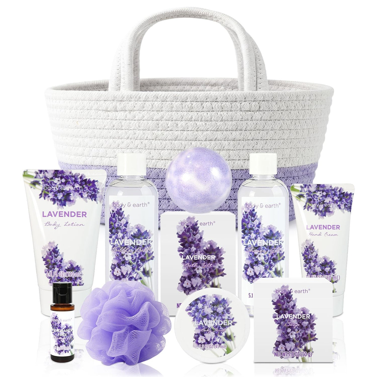 Lavender Spa Gift Set with Bath & Body Products - 11 Pieces for Women