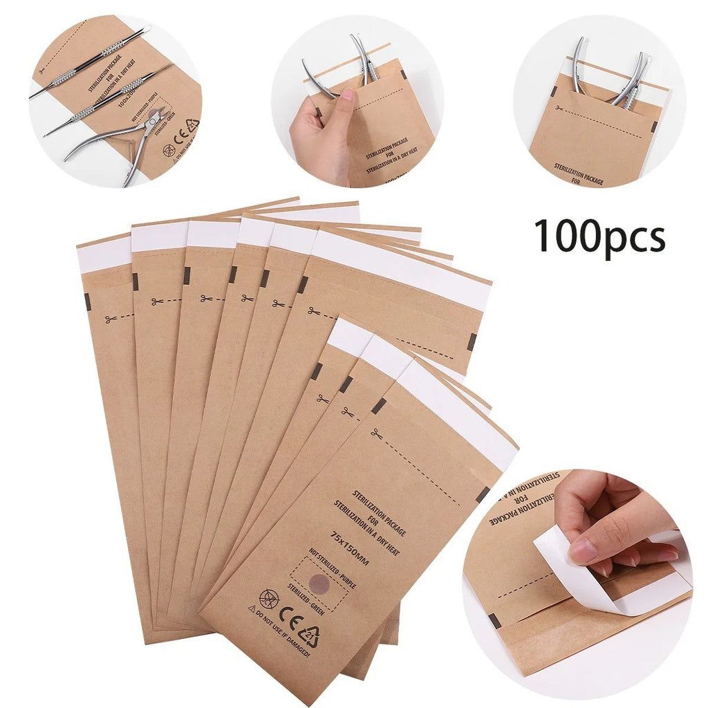Disposable Nail Sterilizer Bags for Manicure & Salon Disinfection 50-100PCS