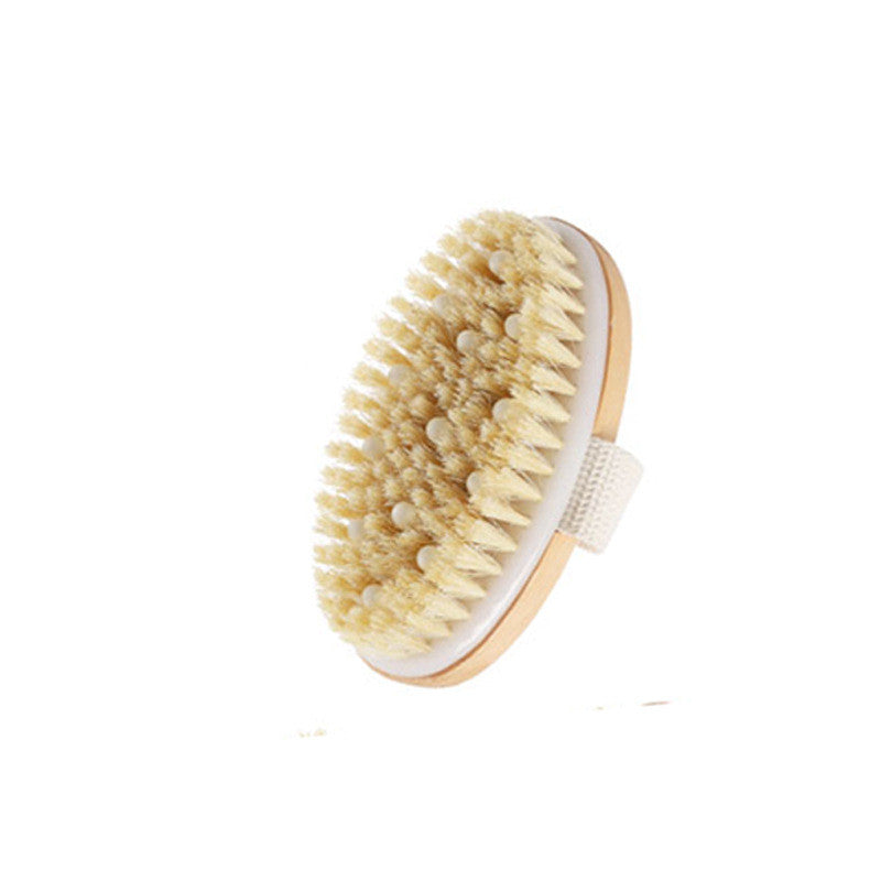 Exfoliating Shower Body Brush with Natural Bristles and Long Wooden Handle
