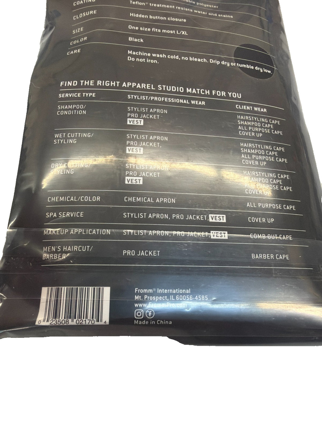 Professional Salon Stylist Vest - Water-Resistant & Breathable Black LG XL