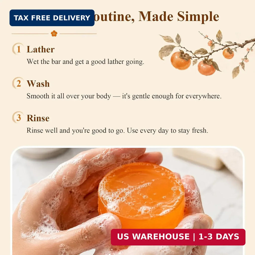 Persimmon Body Soap for Odor Control & Sensitive Skin - 3 Pack