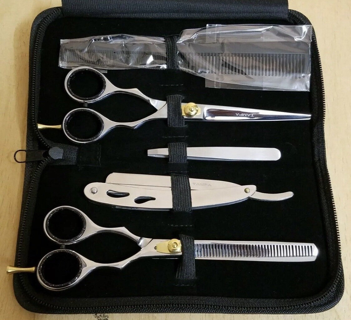 7 Inch Professional Hair Cutting Scissors & Thinner Set with Razor and Case