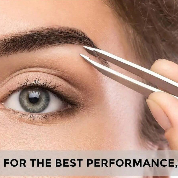 4-Piece Professional Tweezers Set for Eyebrows, Splinters & Ingrown Hair Removal