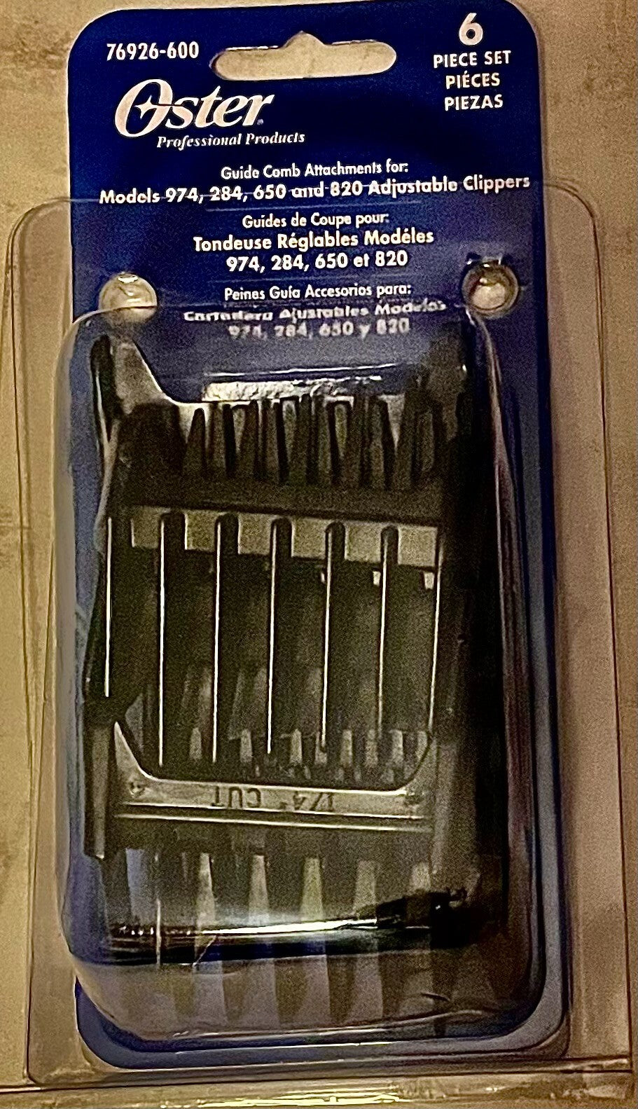 6-Piece Clipper Guide Combs for Oster Hair Clippers - Model 974, 284, 650, 820