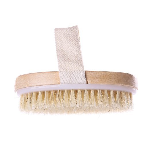 Natural Body Scrub Brush with Long Wooden Handle – Exfoliating Bath & Shower Tool