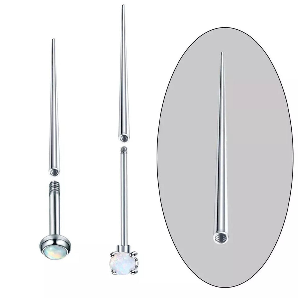 Titanium Piercing Taper Insertion Pins - 4 Pack, 1.0mm-1.6mm Internal/External Threaded