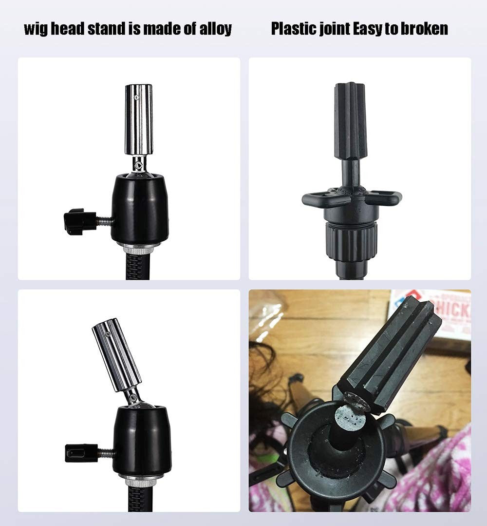 Adjustable Wig Stand Tripod with Non-Slip Base for Mannequin Heads