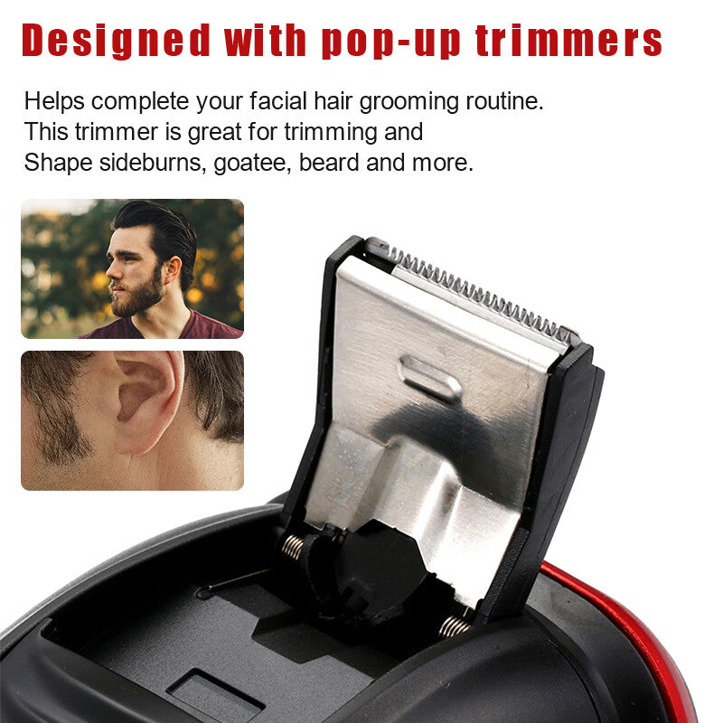 Men's Waterproof Rotary Electric Shaver with Pop-Up Trimmer - Cordless Wet Dry
