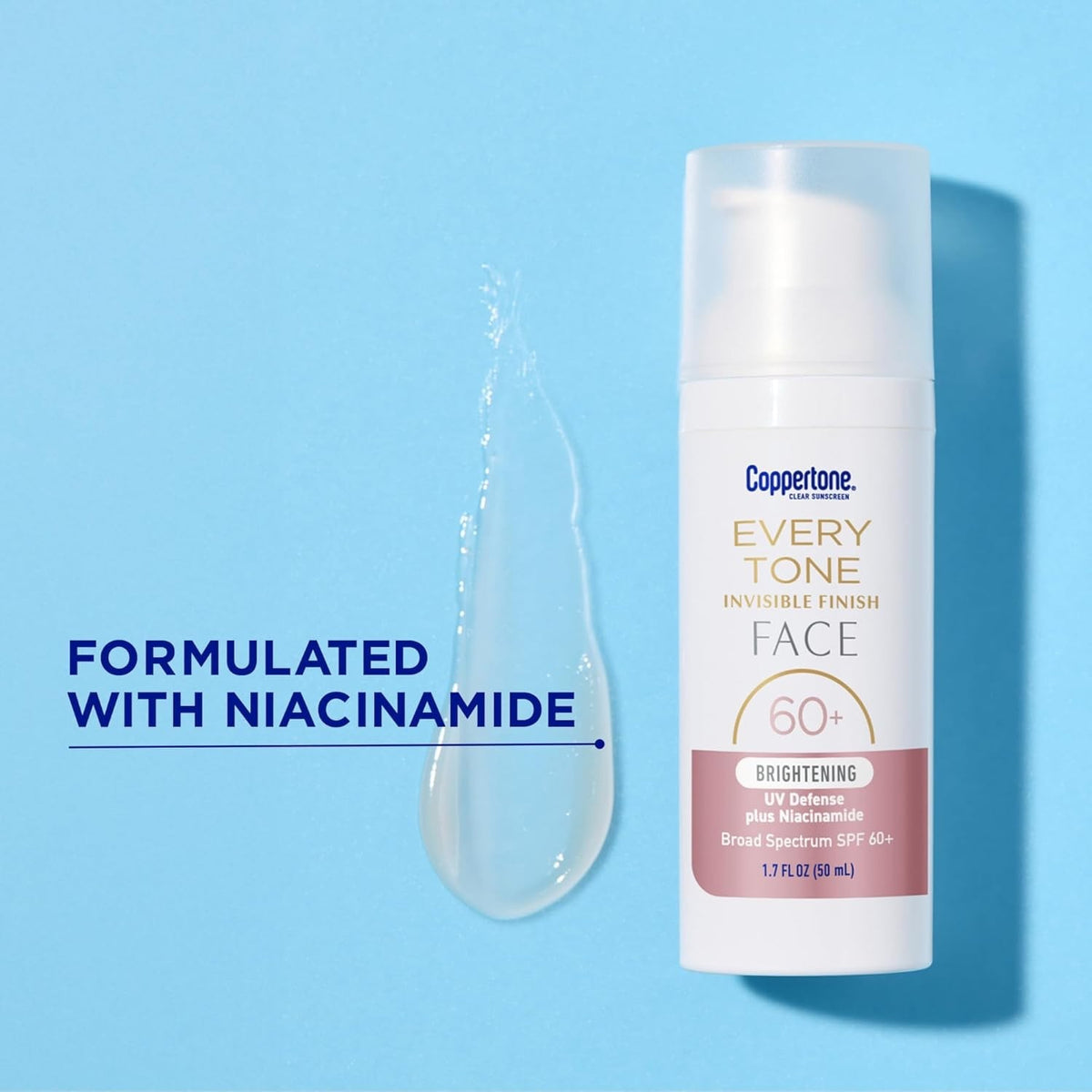 SPF 60+ Face Sunscreen with Niacinamide, Invisible Finish, 3 Pack