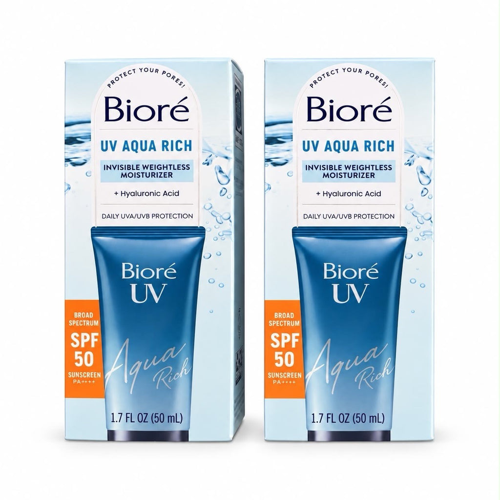 Biore UV Aqua Rich SPF 50 Moisturizer - 2 Pack, Lightweight, Hydrating Sunscreen