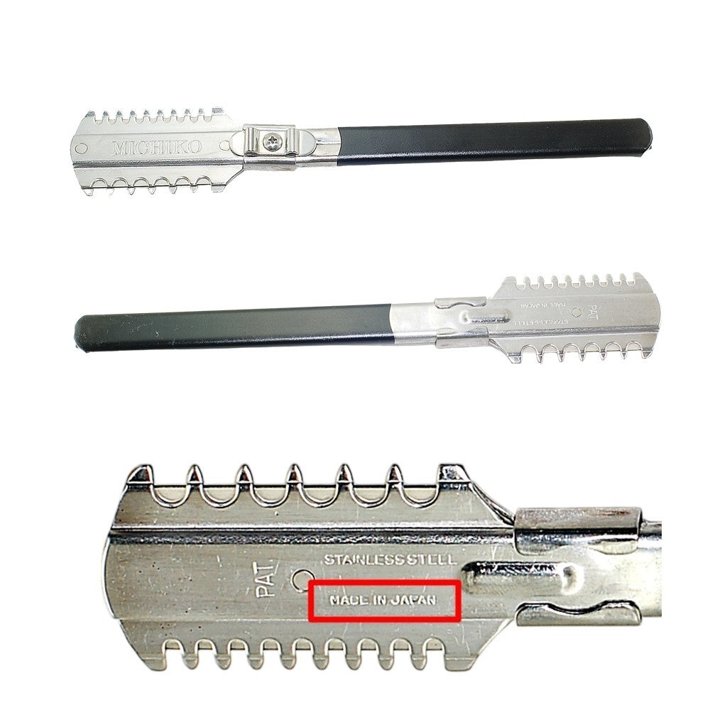 Japanese Double-Edge Razor Comb with 10 Platinum Coated Blades for Precise Hair Styling