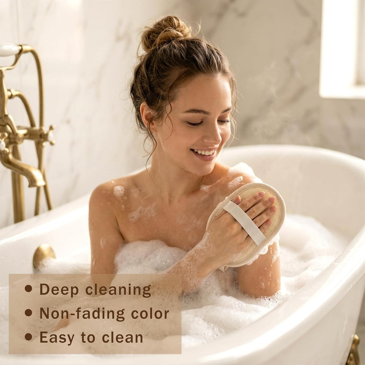 Exfoliating Shower Puff with Elastic Hand Strap 2 Pack Travel Loofah