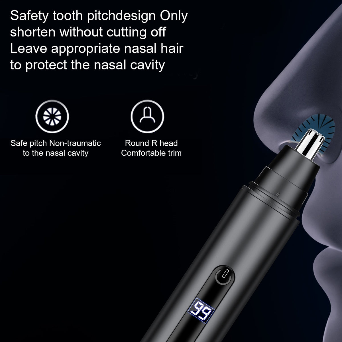 Men's Portable Nose Hair Trimmer - Waterproof, Multi-Function Grooming Device