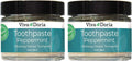 Natural Peppermint Toothpaste in Glass Jar - Fluoride-Free, 3 oz, Pack of 2