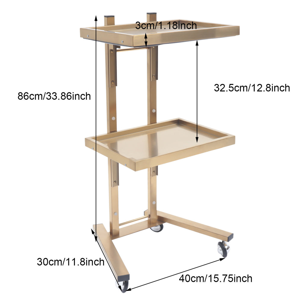 Stainless Steel 2-Tier Salon & Spa Utility Cart with Wheels