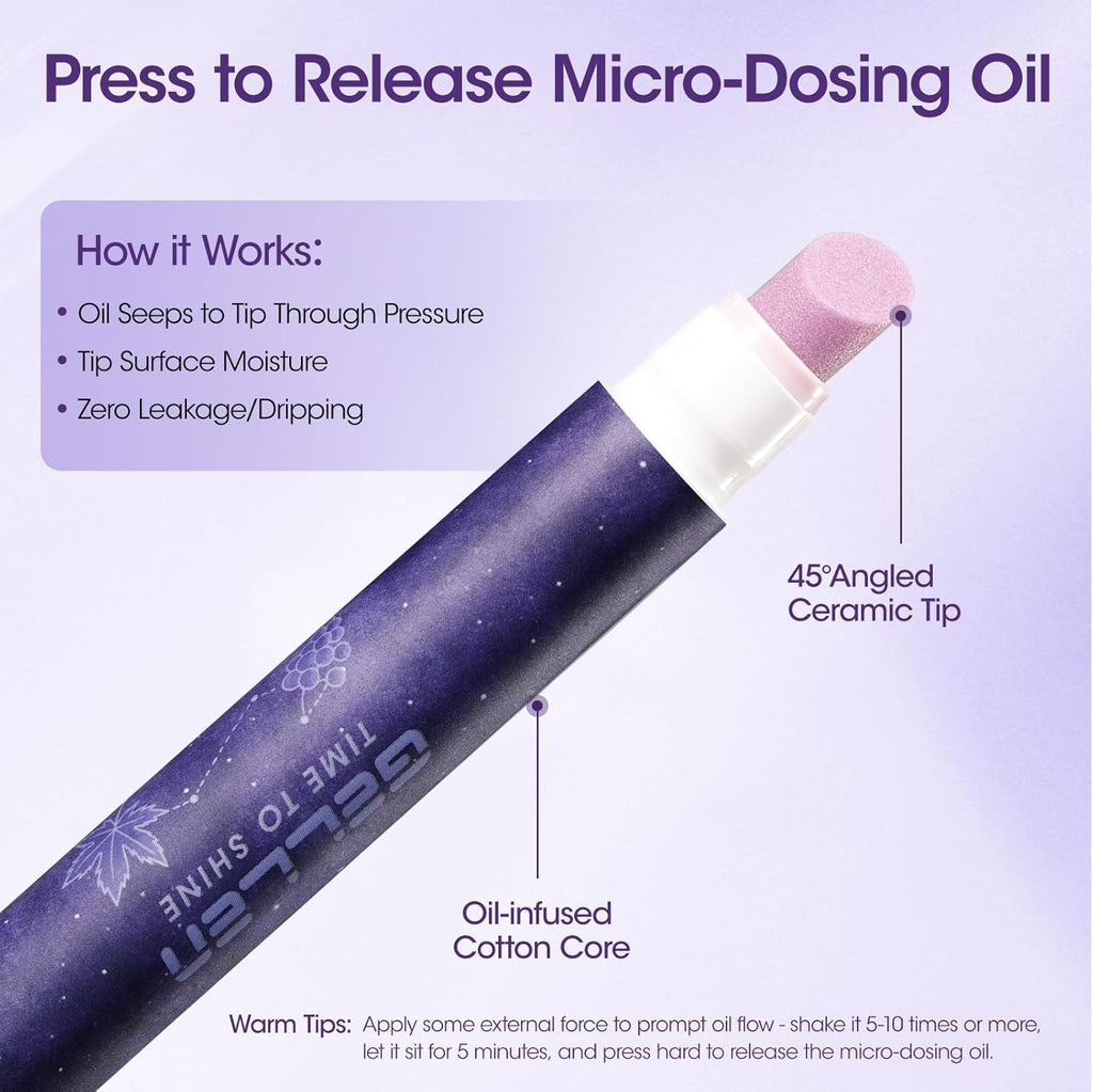4-in-1 Nail Cuticle Pusher Pen with Nourishing Oil for Healthy Nails