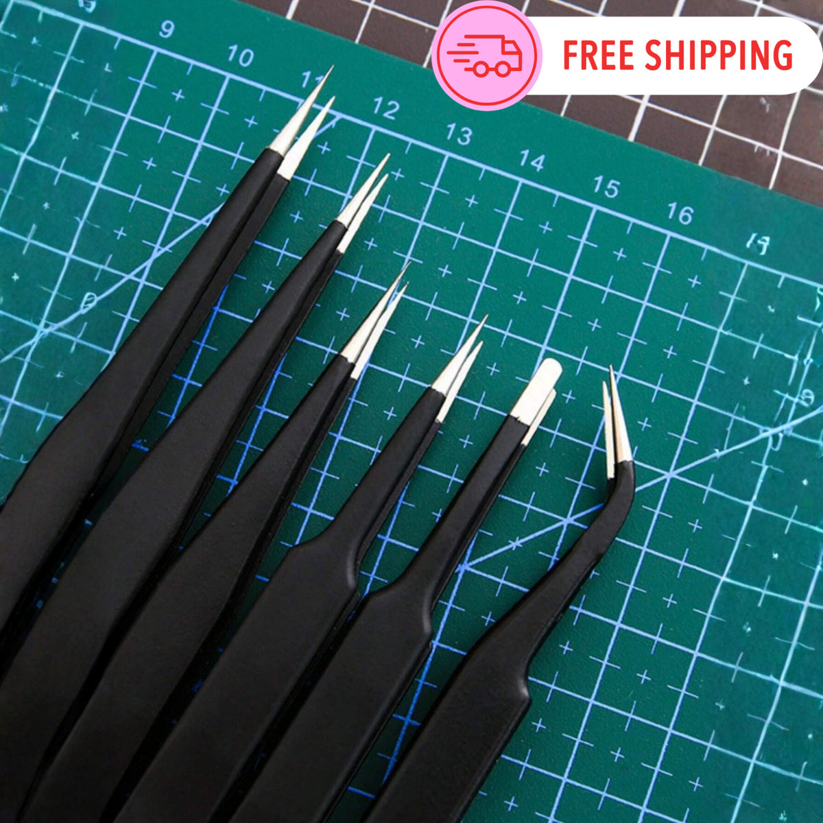 6-Piece Stainless Steel Precision Tweezers Set - Straight & Curved Tips for Craft and Beauty
