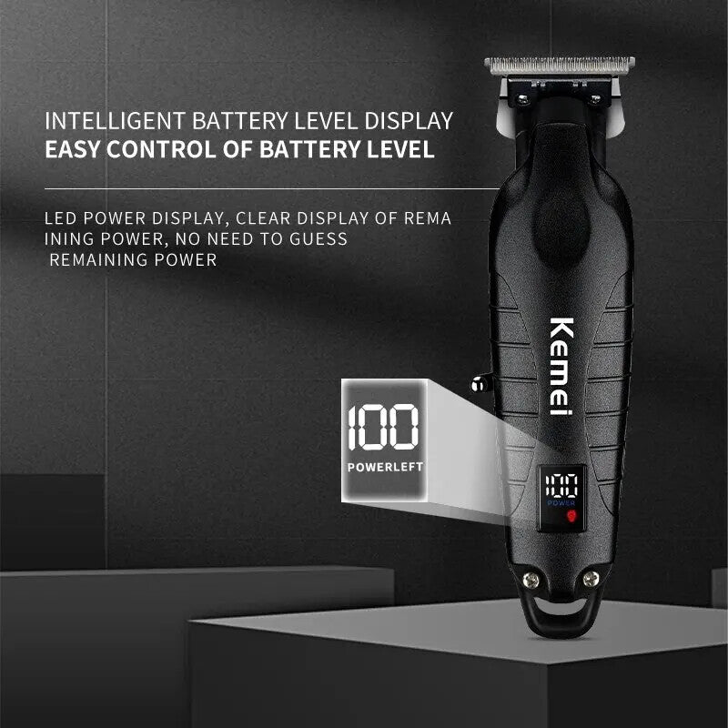 Cordless Zero Gap Hair Trimmer for Barbers and Home Use - Kemei 2293