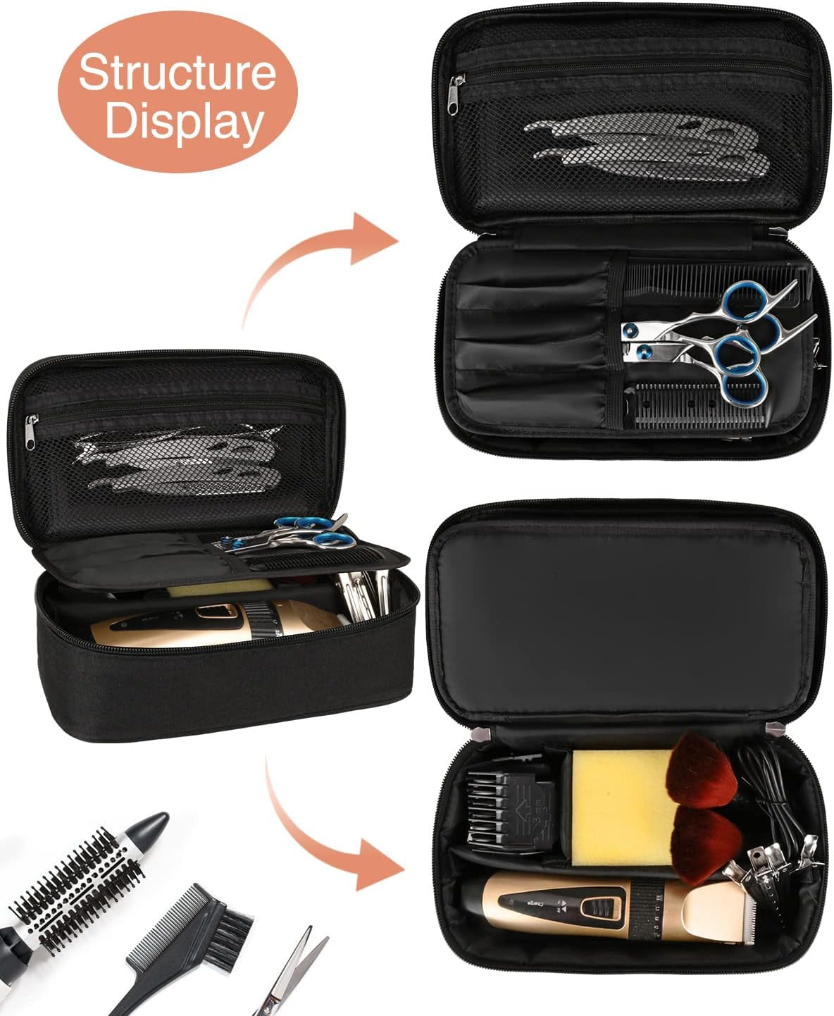 Barber Tool Organizer Bag for Hair Clippers & Scissors - Portable Storage Case