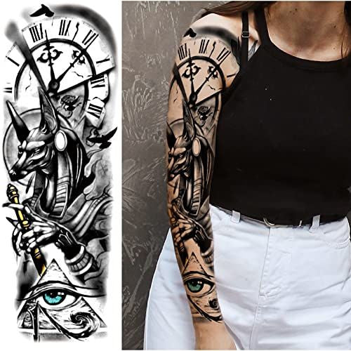 3D Gladiator Warrior Egyptian Temporary Tattoo Sleeve - Full Arm 4-Sheet