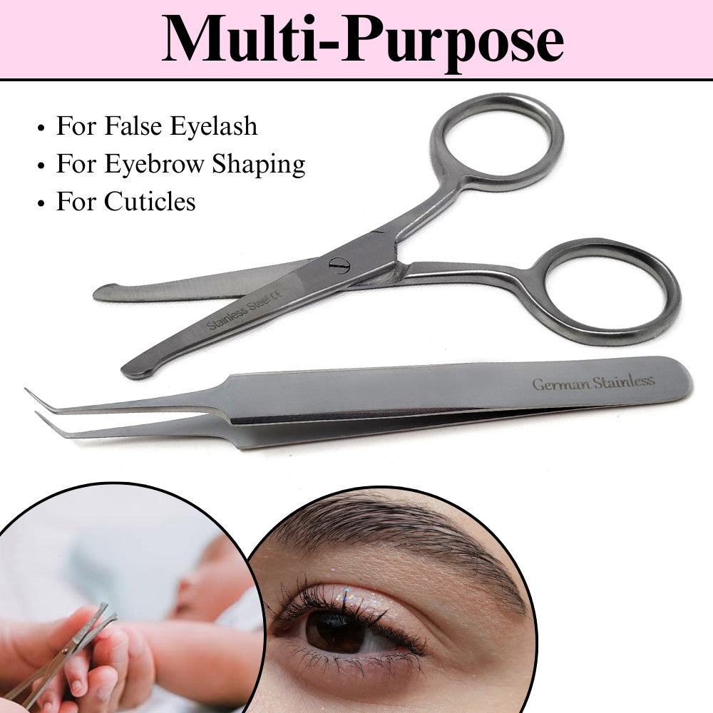 Facial Hair & Eyebrow Grooming Scissors Tweezers Set of 2