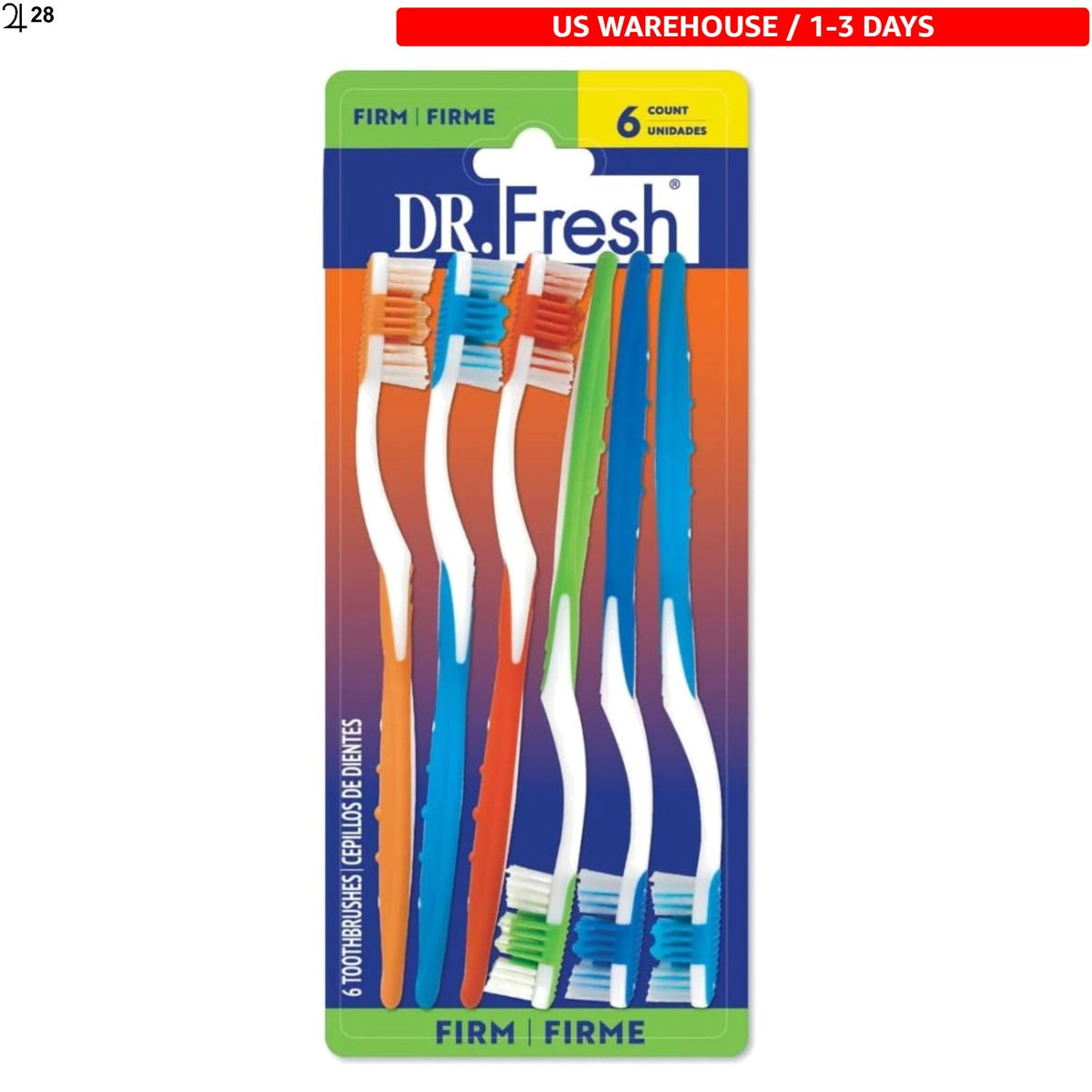 Firm Nylon Bristle Toothbrushes Set for Adults - 6 Pack