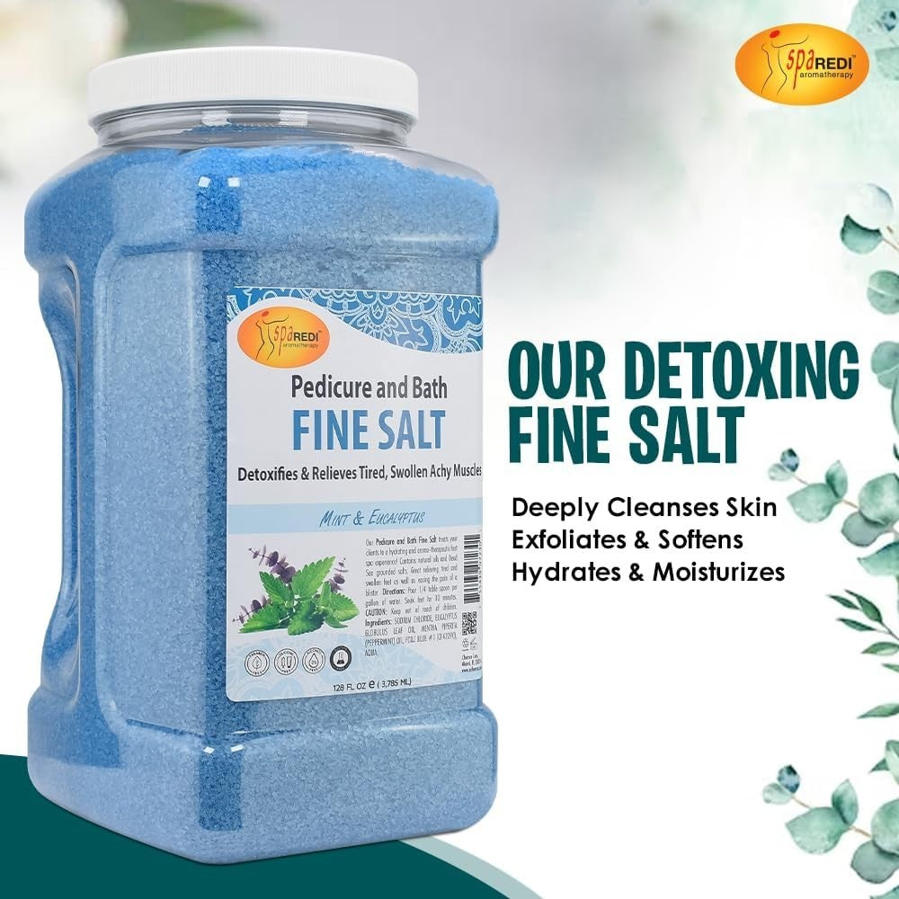 Spa Redi Mint & Eucalyptus Bath Salt for Pedicure & Relaxation 128oz